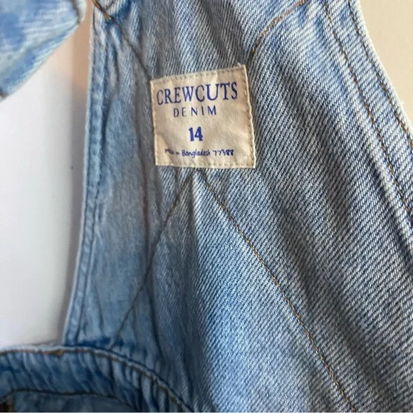 Crewcuts J.Crew Girls Denim Short Overalls Size 14 Adjustable Straps Pocket Bib - Picture 5 of 9